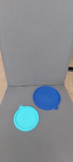 Tupperware blauw ronde deksels 238-56 en 215-74 samen €2, Ophalen of Verzenden, Gebruikt, Blauw