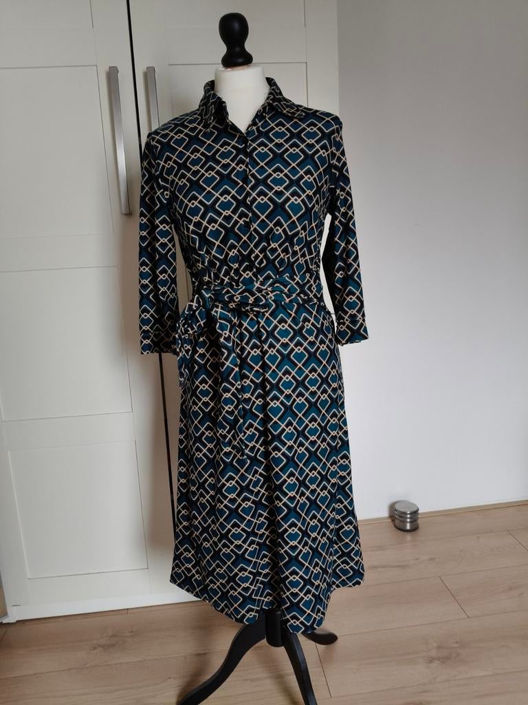 Jurk sweet Miss blauw en bruin, maat M, Maat 38/40 (M), Blauw, Ophalen of Verzenden, Zo goed als nieuw