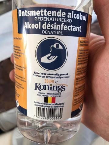 Desinfecterende alcohol (70% ethanol, fles 500 ml) beschikbaar voor biedingen