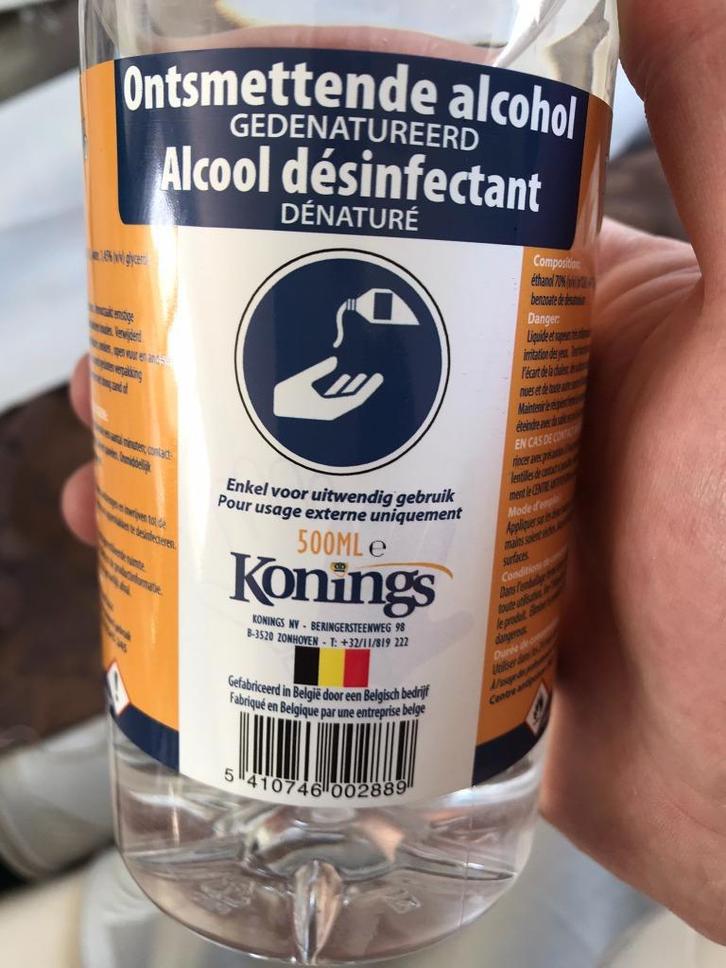 Desinfecterende alcohol (70% ethanol, fles 500 ml), Huis en Inrichting, Schoonmaakartikelen, Schoonmaakmiddel, Ophalen of Verzenden