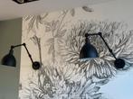 2 zwart, metalen wandlampen, Huis en Inrichting, Lampen | Wandlampen, Ophalen, Gebruikt, Metaal, Industrieel
