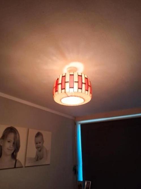 Massive Belgium Jute en Teak Hanglamp jaren 60, Huis en Inrichting, Lampen | Hanglampen, Zo goed als nieuw, Minder dan 50 cm, Metaal