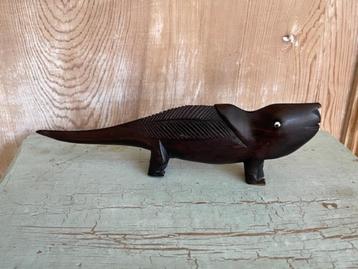 Vintage houten beeldje ( Komodo ) varaan. Indonesie.   beschikbaar voor biedingen