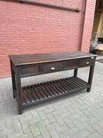 Antieke teakhouten sidetable met 2 lades en plateau, Huis en Inrichting, Tafels | Sidetables, Teakhout, Ophalen of Verzenden, 150 tot 200 cm