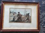Gravure 1907 Alfred Guillon advies van de grootvader visser, Antiek en Kunst, Kunst | Etsen en Gravures, Ophalen
