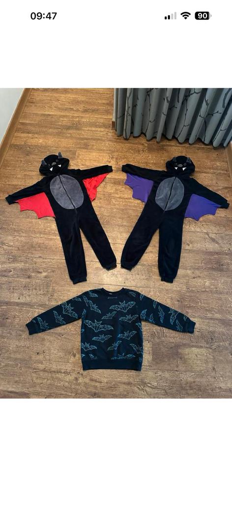 Halloween verkleed kostuum vleermuis Onesie 110-116 / trui, Ophalen of Verzenden, Zo goed als nieuw, 110 t/m 116, Jongen of Meisje