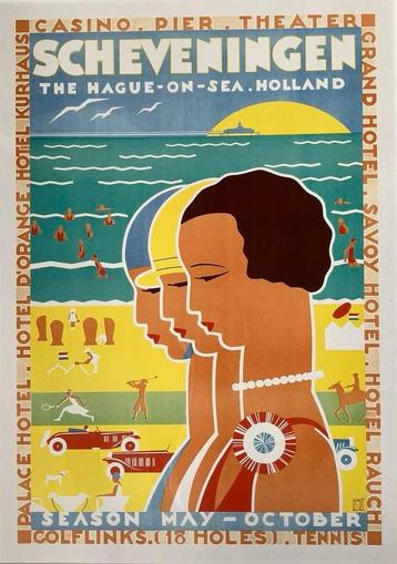 Louis Kalff Poster Scheveningen affiche den haag vintagee beschikbaar voor biedingen