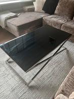 Moderne salontafel met glazen blad 120 cm, 100 tot 150 cm, Minder dan 50 cm, Rechthoekig, 50 tot 100 cm