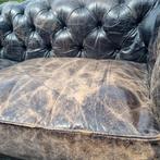 Industriële Chesterfield Sofa / bank vintage leer + BEZORGD, Gebruikt, Chesterfield, Ophalen of Verzenden, Rechte bank