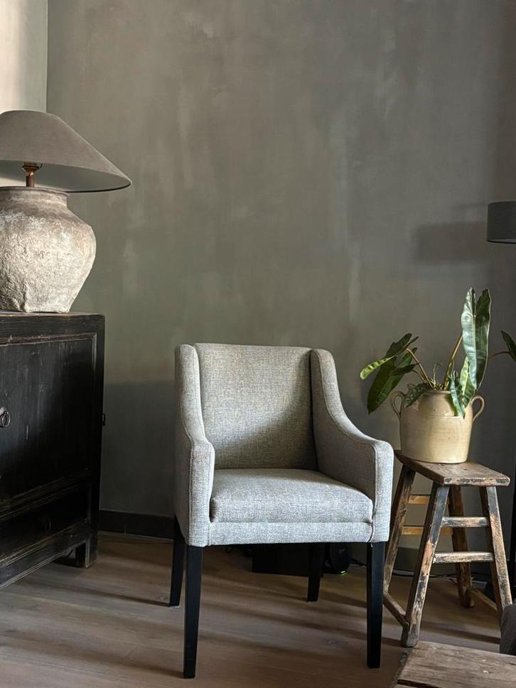 Bocx stoel fauteuil NIEUW!  - vergrijsd groen gritti piombo, Huis en Inrichting, Stoelen, Nieuw, Eén, Stof, Grijs, Ophalen