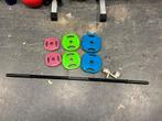Reebok step met escape rubberen bodypump set stang gewichten, Ophalen, Gebruikt, Bodypump set, Reebok step