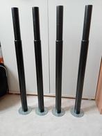 4 Robuuste zwart metalen tafelpoten in hoogte verstelbaar, Tafelpoot, 50 tot 100 cm, Rond, Zo goed als nieuw