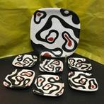 Keramiek abstracte schaal met 6 kleinere schaaltjes, Ophalen of Verzenden