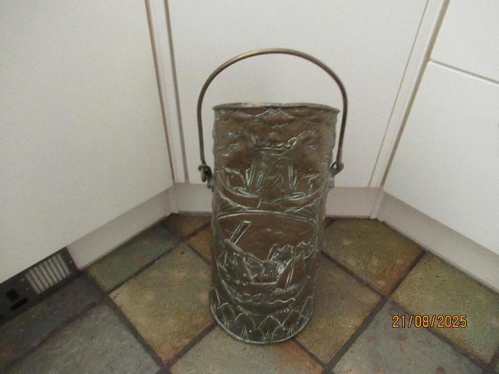 ANTIEKE KOPEREN KOLENKIT- BEWERKT MET MOLENS EN ZEILBOOT, Antiek en Kunst, Antiek | Koper en Brons, Koper, Ophalen of Verzenden