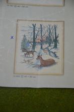 Vintage borduurpakket met voorstelling van winters bos met h, Hobby en Vrije tijd, Borduren en Borduurmachines, Handborduren, Gebruikt