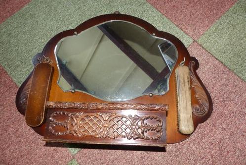 Originele kaptafel spiegel ca jaren 40 kammenbakje, Antiek en Kunst, Curiosa en Brocante, Ophalen