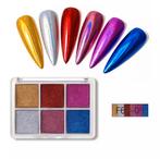 6 kleuren Chrome Poeder Nail Fluorescentie. Nagels/Nail art., Overige kleuren, ., Nieuw, Ophalen of Verzenden