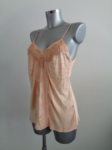 Elisabetta Franchi Gold zijden top met parels, Swarovski, 38