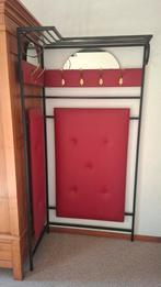 Vintage Kapstok met Spiegel en Rode Bekleding, Ophalen, Gebruikt, Metaal, Staande kapstok
