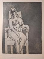 Naakt ets van vrouw in stoel, 1967 door vd Berg, Antiek en Kunst, Ophalen of Verzenden