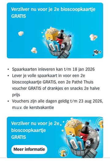 2e bioscoopkaartje gratis AH actie beschikbaar voor biedingen