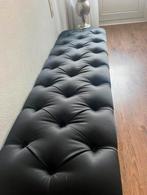 Stijlvolle zwarte bank  50cm /160cm, 125 cm of meer, Leer, Ophalen of Verzenden, Zo goed als nieuw