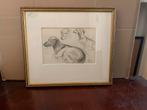 Originele potlood tekening van Teckels in lijst, 1936, Antiek en Kunst, Ophalen of Verzenden