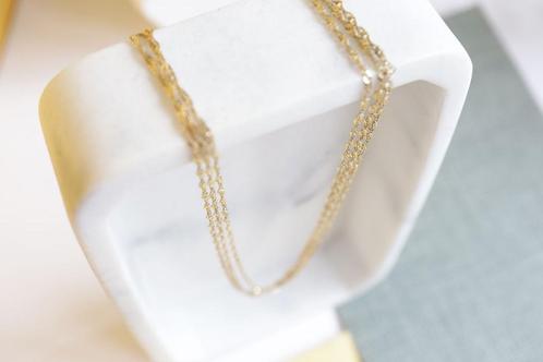 Triple Elegance l 14 Karaat Gouden Ketting, Sieraden, Tassen en Uiterlijk, Kettingen, Zo goed als nieuw, Goud, Goud, Ophalen of Verzenden