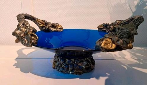Art Nouveau schaal, diep blauw., Antiek en Kunst, Antiek | Glas en Kristal, Ophalen of Verzenden