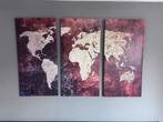 Wereldkaart Wanddecoratie drieluik 120x80, Ophalen, Zo goed als nieuw