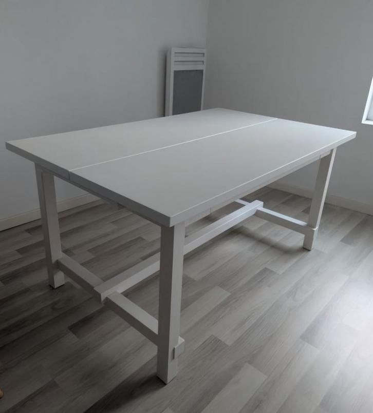 Ikea Nordviken witte eettafel, MOET WEG, Huis en Inrichting, Tafels | Eettafels, Gebruikt, 50 tot 100 cm, 150 tot 200 cm, Rechthoekig