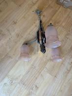 mooie oude lamp, met 2 roze glazen lampenkapjes, Antiek en Kunst, Antiek | Lampen, Ophalen