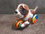 Blikken speelgoed hond met bal, Ophalen of Verzenden