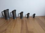 Set van 5 tinnen maatkannen – gemerkt (97% tin, Duitsland), Ophalen of Verzenden
