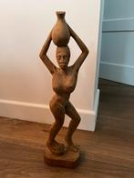 Houten beeld van Afrikaanse vrouw met kruik - 60 cm, Antiek en Kunst, Kunst | Beelden en Houtsnijwerken, Ophalen of Verzenden