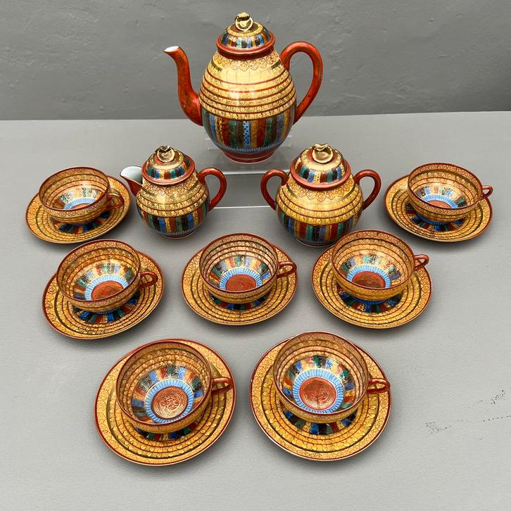 Japans Kutani porseleinen theeservies -10 delig, Antiek en Kunst, Antiek | Servies compleet, Ophalen of Verzenden