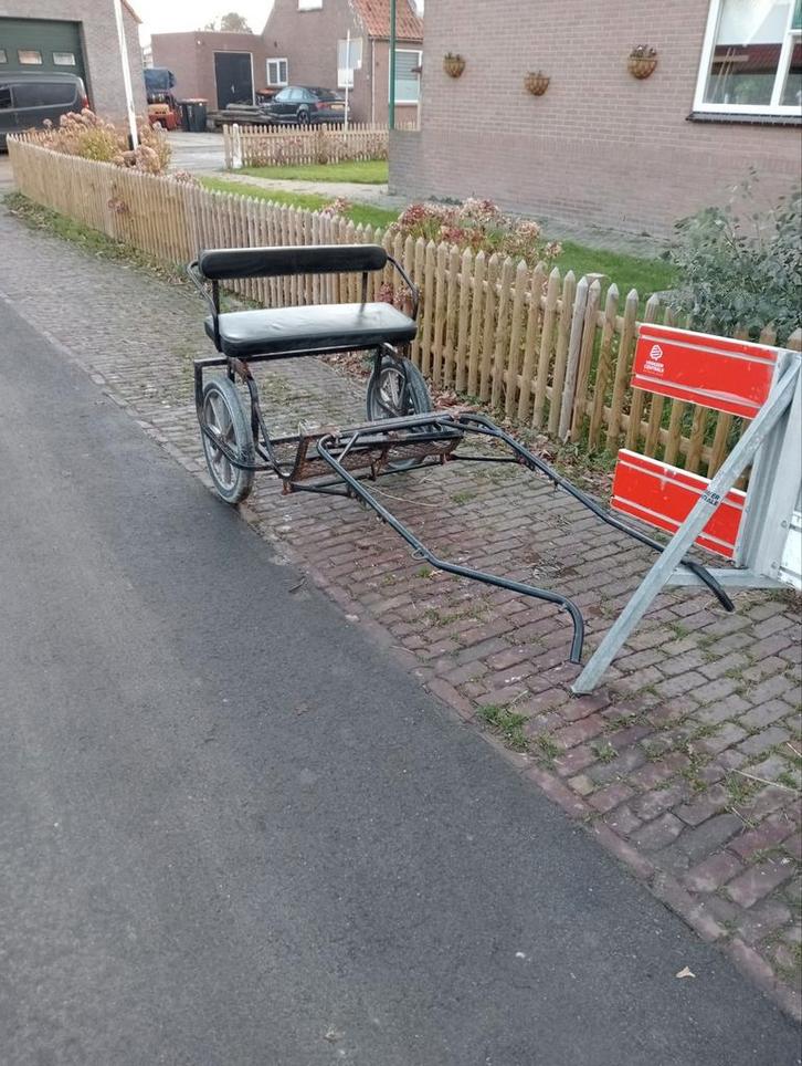 Geremde sulky opknapper met twee mentuigen, Dieren en Toebehoren, Rijtuigen en Koetsen, Gebruikt, Pony