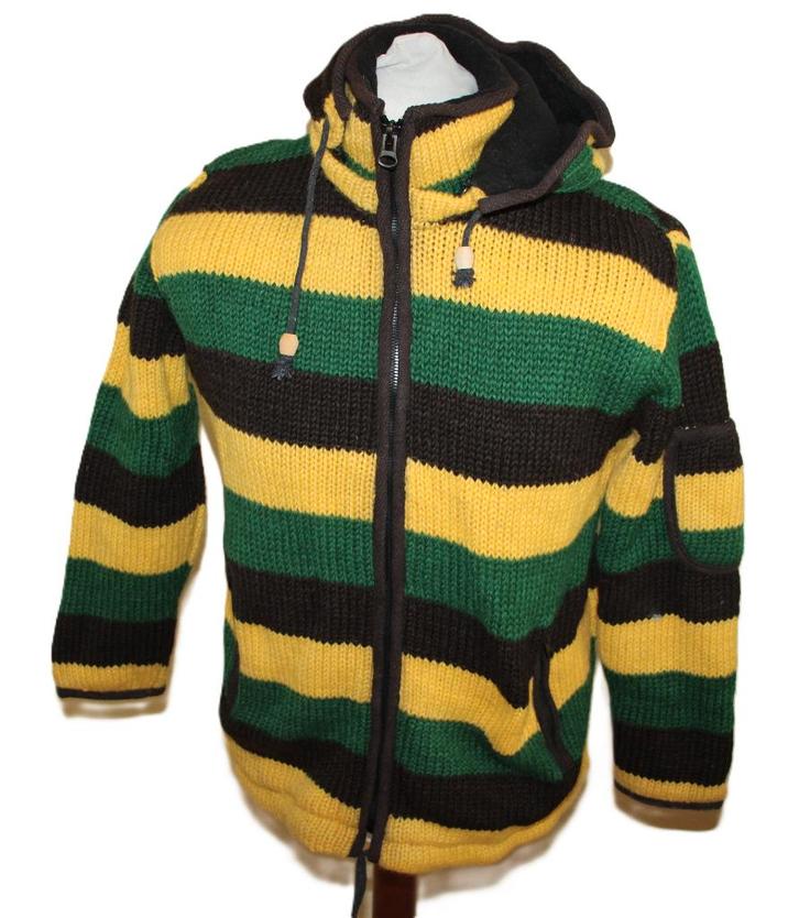 Heren Nepal Fleece Vest van 100% wol maat S (etiket M) Ethno, Kleding | Heren, Truien en Vesten, Zo goed als nieuw, Maat 46 (S) of kleiner