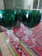 Antieke bohemian wijn glazen donkergroene kelk (3), Antiek en Kunst, Ophalen of Verzenden