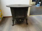 Antieke oude gietijzer vuurduvel kachel, Ophalen, Gebruikt, Houtkachel, Vrijstaand