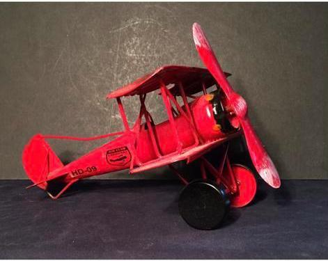 Vintage Metalen Dubbeldekker Vliegtuig Model, Antiek en Kunst, Antiek | Speelgoed, Ophalen of Verzenden