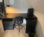 Nette bureau set met onder andere stoel donker hout, Gebruikt, Ophalen, Bureau