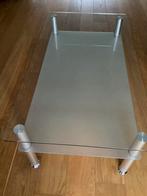 Glazen salon tafel, dubbellaags, afm. 125 x 70 x 45, 50 tot 100 cm, Minder dan 50 cm, Glas, 100 tot 150 cm