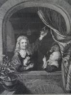 staalgravure kinderen met muizenval in raam DJ Sluyter 1826, Antiek en Kunst, Verzenden