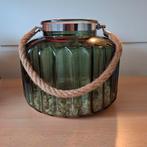 Groene Vaas / Windlicht met Touw, Ophalen of Verzenden