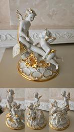 Beeldje engeljes capodimonte wit/goud swarovski + kaartje, Verzamelen, Beelden en Beeldjes, Ophalen of Verzenden, Zo goed als nieuw