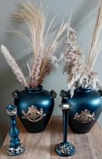 2 mooie vazen met decoratie, Huis en Inrichting, Woonaccessoires | Vazen, Ophalen, Overige materialen, Gebruikt, Zwart