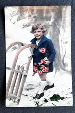 Ze is blij met haar nieuwjaarsslee, 1930, Verzamelen, Ansichtkaarten | Themakaarten, Verzenden, 1920 tot 1940, Gelopen, Kinderen