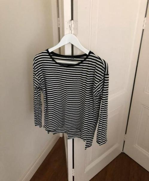 Zara gestreept T-shirt, zwart wit gestreepte top, maat S/M, Kleding | Dames, Tops, Maat 38/40 (M), Zwart, Lange mouw, Ophalen of Verzenden