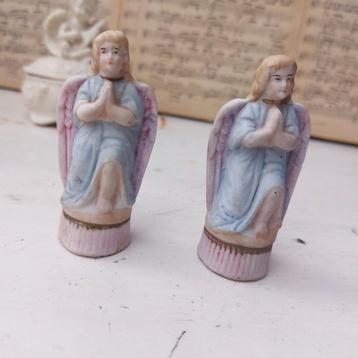 schattige set van 2 brocante biscuit engelen, zo klein 8 cm beschikbaar voor biedingen